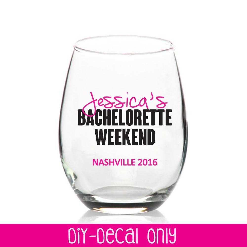 FREE Customization - Bachelorette Weekend Party Bridal Wine Glass or Plastic Tumbler DECALS | Amber Rockstar 
