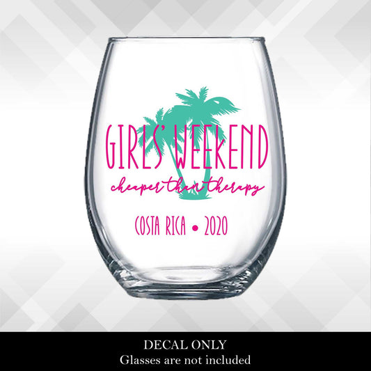 Girls'  Weekend - Cheaper than Therapy Custom Decal - Tropical Palm Tree | Amber Rockstar 