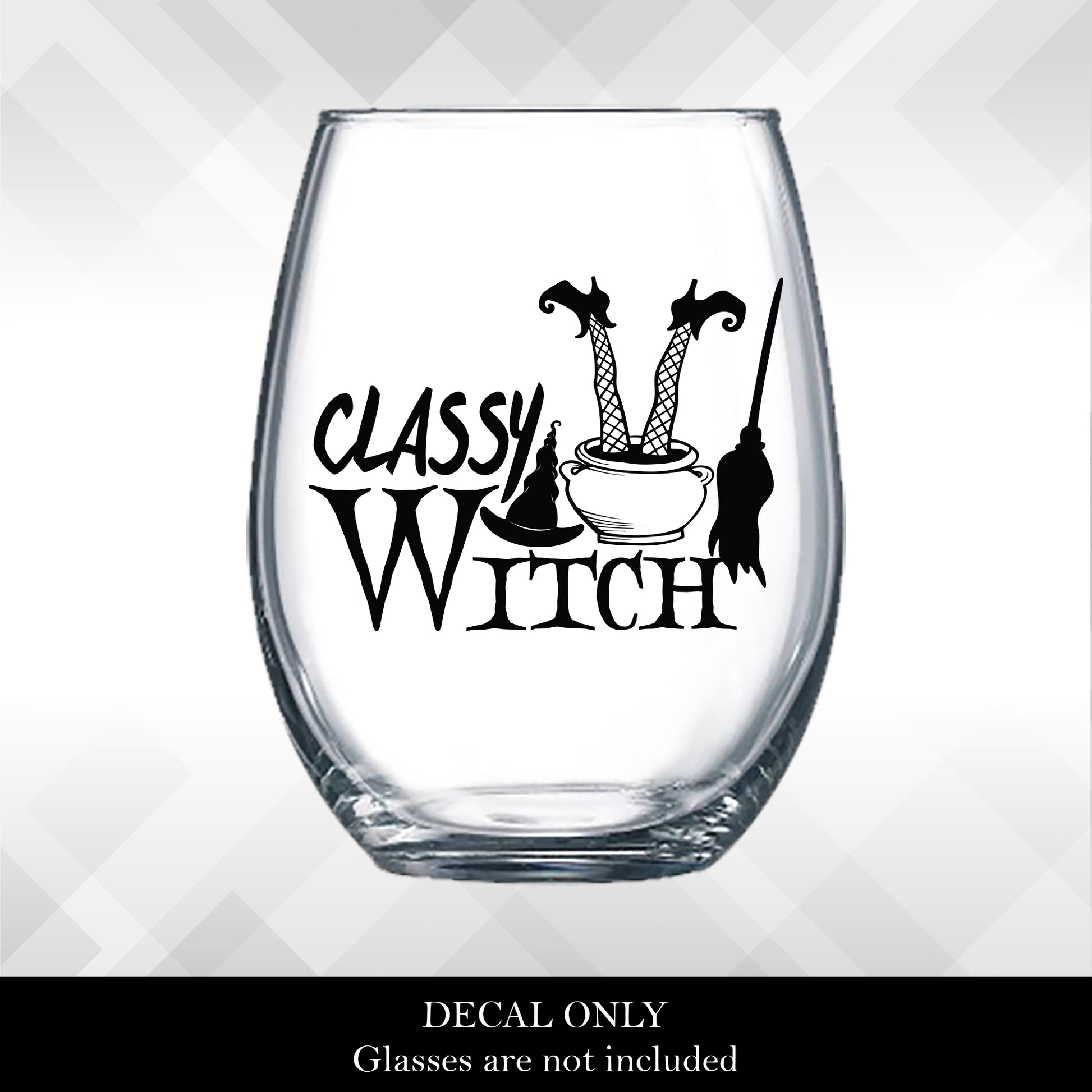 Decal Classy Witch for Halloween Wine Glasses