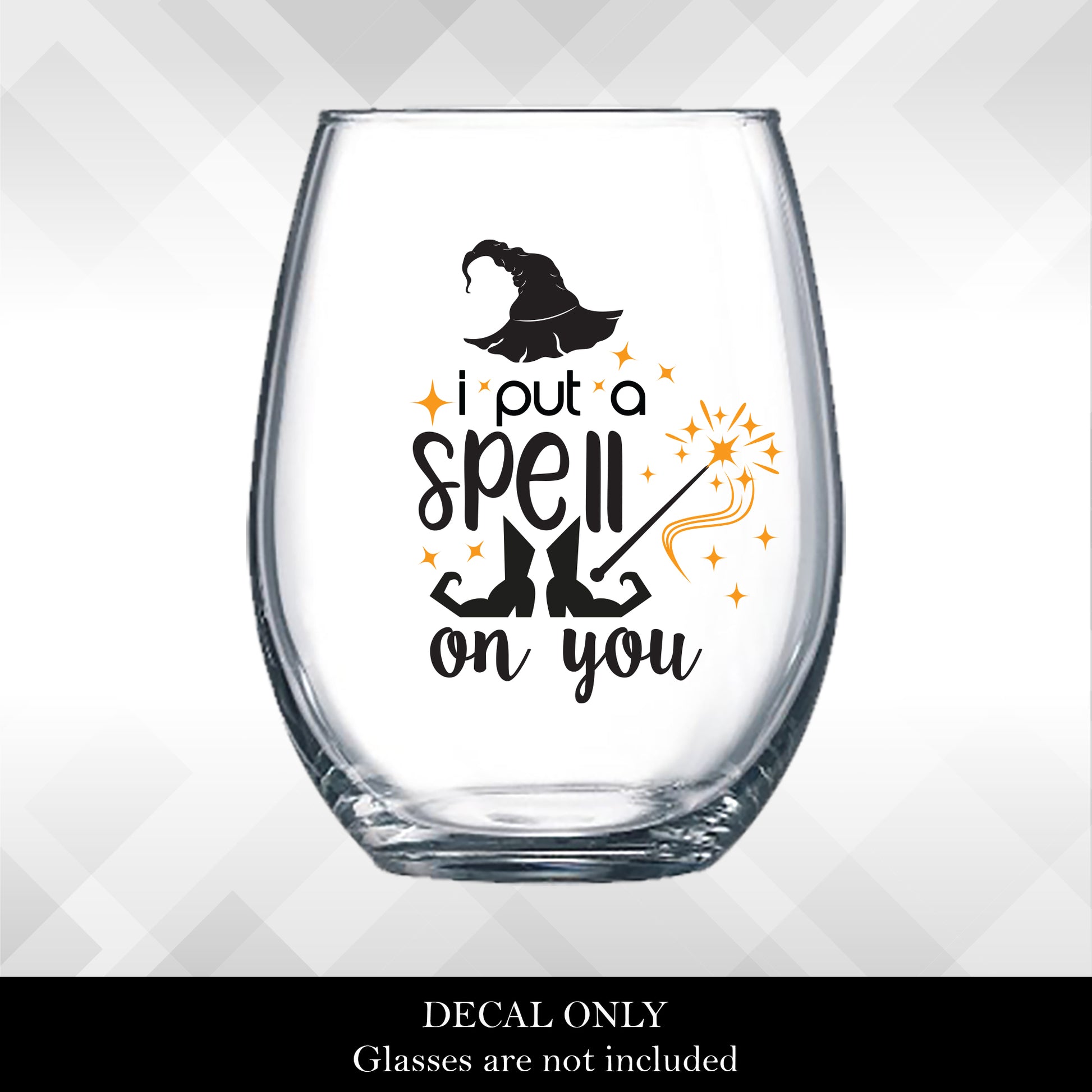 Decal I Put a Spell on You for Halloween Wine Glasses