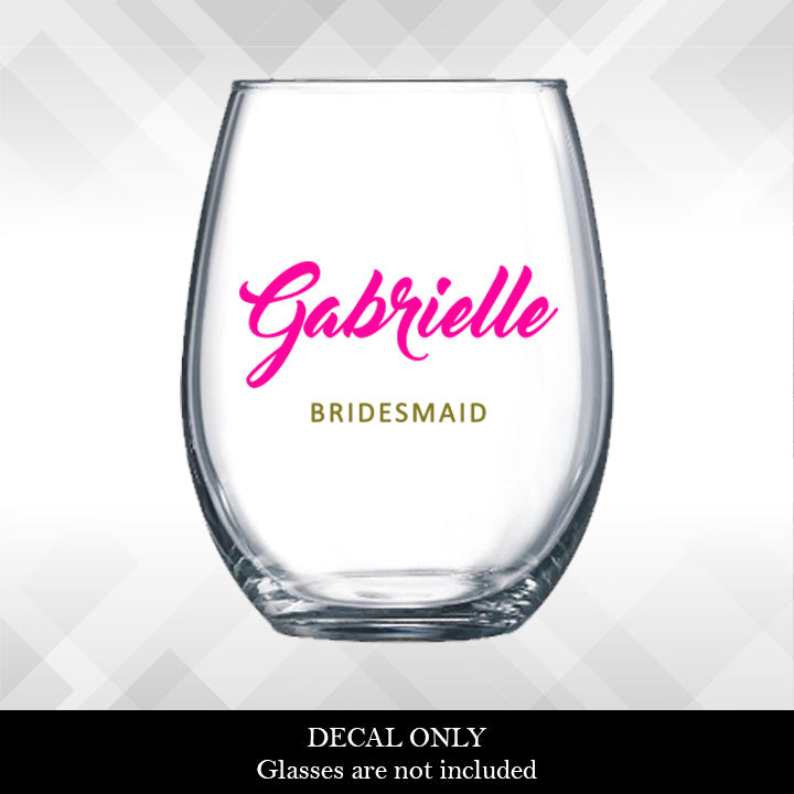 Wedding Party Glass Tumbler Decal - Vinyl Sticker - MB | Amber Rockstar 